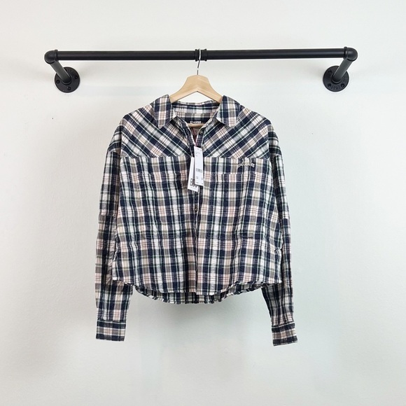 NWT Urban Outfitters BDG Addison Puckered Plaid Button Up Shirt - Picture 4 of 7
